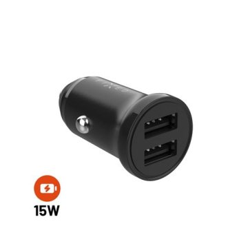 FIXED Polnilec z izhodom 2xUSB, 15W Smart Rapid Charge, črn