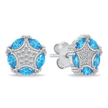 Brilio Silver Srebrni uhani z modrimi in prozornimi cirkoni EA1144WAQ