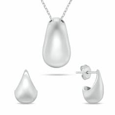 Brilio Silver Minimalističen srebrn komplet nakita SET272W (verižica, uhani)