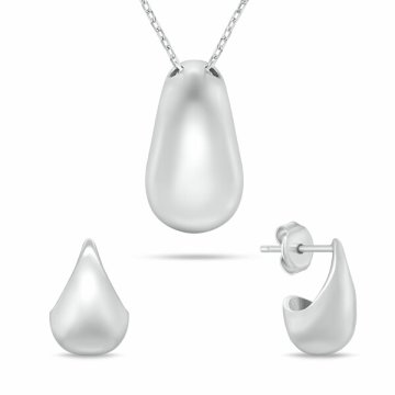Brilio Silver Minimalističen srebrn komplet nakita SET272W (verižica, uhani)