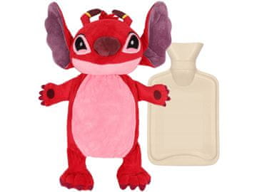 Disney Leroy in Stitch Rdeča steklenička za vročo vodo z mehko prevleko, plišasta, iz naravnega kavčuka 750 ml