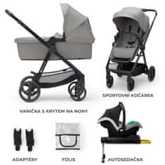 Kinderkraft voziček NEWLY 4IN1 MINK PRO 2025 MOONLIGHT GREY - odprta embalaža