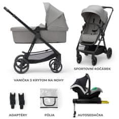 Kinderkraft voziček NEWLY 4IN1 MINK PRO 2025 MOONLIGHT GREY - odprta embalaža