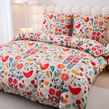Ljubki dom Posteljnina iz mikrovlaken RETRO BIRDS pisana Dimenzije posteljnine: 70 x 90 cm | 140 x 220 cm