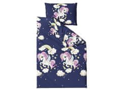 Ljubki dom UNICORN modra bombažna posteljnina Dimenzije posteljnine: 2 kom 70 x 90 cm | 200 x 220 cm