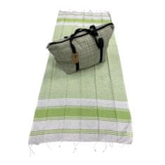 Ljubki dom Elegantni komplet torbe za plažo + brisače HAMAM 75x150 cm, zelena