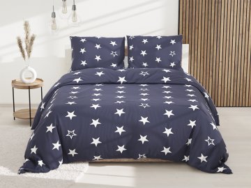 Ljubki dom Bombažna posteljnina LINE STAR temno modra