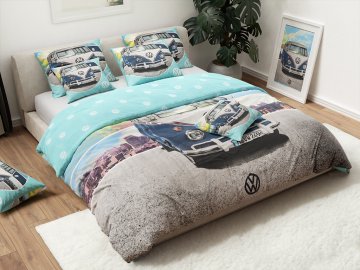 Ljubki dom Otroška posteljnina AUTO VW modro-siva Dimenzije posteljnine: 80 x 80 cm | 135 x 200 cm