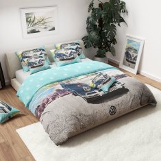 Ljubki dom Otroška posteljnina AUTO VW modro-siva Dimenzije posteljnine: 80 x 80 cm | 135 x 200 cm