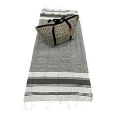 Ljubki dom Elegantni komplet torbe za plažo + brisače HAMAM 75x150 cm, kaki