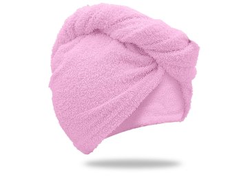 Ljubki dom Hitro sušeči turban za lase iz frotirja, roza, 100% bombaž
