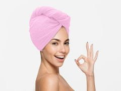 Ljubki dom Hitro sušeči turban za lase iz frotirja, roza, 100% bombaž