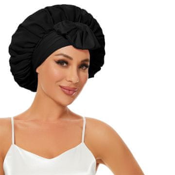 Netscroll Svilena kapa za lase, nastavljiva satenasta spalna kapa za ženske z vezalnim trakom, za naravno nego las, prilagodljivi trakovi, proti naelektrenim lasem, proti vozlom in lomljenju, Bonnet