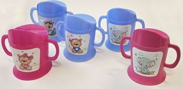 Kovovýroba Jeníkov Plastična otroška skodelica 150ml MEDVÍDEK lok, roza