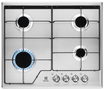 Electrolux Electrolux KGS6424BX Vgradna plinska kuhalna plošča 60 cm, 4 kuhalne cone iz nerjavečega jekla, z elektronskim vžigom