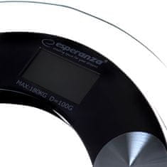 Esperanza Elektronska osebna tehtnica Esperanza EBS008K, črna, pravokotna, kapaciteta do 180 kg, LCD zaslon, natančnost 100 g