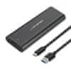 Qoltec 50311 SSD ohišje za M.2 pogone, črno, podporna dolžina 30-80 mm, USB Type-C, hitrost do 5 Gbps
