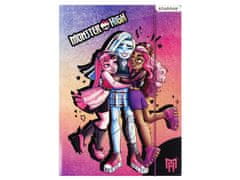 STARPAK Monster High Pisana mapa z elastičnim trakom, šolska mapa A4 za otroke, urnik 