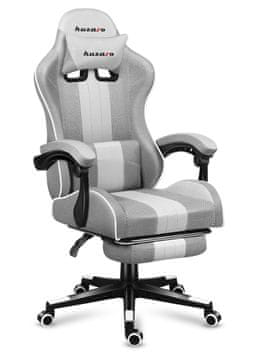 Huzaro HUZARO FORCE 4.7 Ergonomična bela mrežasta igralna stolica z nastavljivim naslonom in udobnim sedežem
