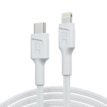 Green Cell Kabel Green Cell GC PowerStream 1 m, USB C do Lightning, 29 W, združljiv z Apple napravami, bel