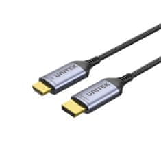 Unitek UNITEK DisplayPort 1.4 do HDMI 2.1 kabl, 1,8 m, 8K@60Hz, podpora Dolby Atmos, zlati kontakti, črn/siv