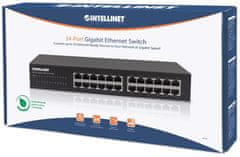 Intellinet Intellinet 24-portni gigabitni Ethernet switch z 24 RJ45 priključki, 19" rackmount, energijsko učinkovit, črn