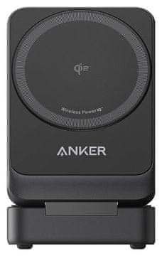 Anker Magnetni polnilec Anker MagGo 15W 3v1 - Črn, brezžični, hitri polnilec za iPhone 15/14/13/12, pametne telefone in ure
