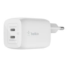 Belkin Belkin WCH013vfWH Bel White polnilec z močjo 65 W, USB PD 3.0, 2x USB-C, hitri polnilec za prenosne računalnike in pametne naprave