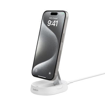 Belkin Belkin BoostCharge Pro brezžični hitri polnilec za pametne telefone, bela, 15 W, 1,5 m, združljiv z iPhone 15 in starejšimi modeli