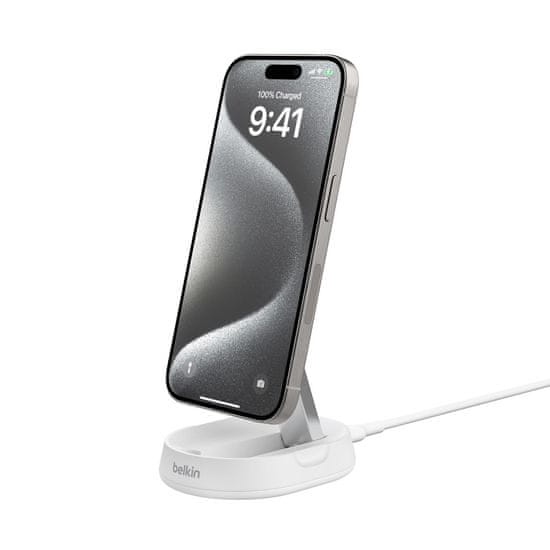 Belkin Belkin BoostCharge Pro brezžični hitri polnilec za pametne telefone, bela, 15 W, 1,5 m, združljiv z iPhone 15 in starejšimi modeli