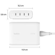 Belkin Belkin WCH010VFWH polnilnik za mobilne naprave, bele barve, notranji, s 4 USB-C vhodi, moč 200 W, dolžina kabla 1,5 m