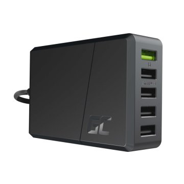 Green Cell Zunanja polnilna postaja Green Cell CHARGC05, črna, hitro polnjenje do 52 W, 5 USB priključkov, univerzalna združljivost