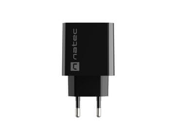 Natec Natec RIBERA 20W PD mrežni polnilec z USB-A in USB-C, hitre polnitev in zaščitni sistemi, črn