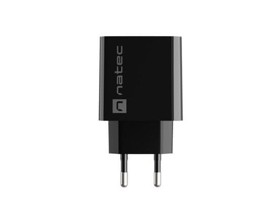 Natec Natec RIBERA 20W PD mrežni polnilec z USB-A in USB-C, hitre polnitev in zaščitni sistemi, črn