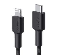 Aukey AUKEY CB-CL03 2m USB-C Kabel z Lightning priključkom, Apple MFi, Črn, 480 Mbit/s, USB Power Delivery, 24h Dostava