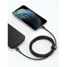 Aukey AUKEY CB-CL03 2m USB-C Kabel z Lightning priključkom, Apple MFi, Črn, 480 Mbit/s, USB Power Delivery, 24h Dostava