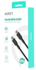 Aukey AUKEY CB-SCC241 USB-C napajalni kabel PD 240W 5A 20V, dolžina 1m, črn, za hitro polnjenje in prenos podatkov