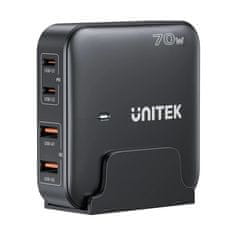 Unitek Unitek P1228ABK01-EU GaN mrežni polnilec 70W, 2x USB-C in 2x USB-A, hitri polnilec za prenosne naprave
