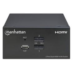 Manhattan Manhattan HDMI KVM preklopnik 2-Port, 4K@30Hz, USB-A/AUDIO, pribor vključen, črna, 3-letna garancija