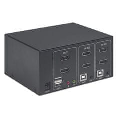 Manhattan Manhattan HDMI KVM preklopnik 2-Port, 4K@30Hz, USB-A/AUDIO, pribor vključen, črna, 3-letna garancija