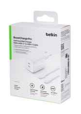 Belkin Belkin WCH013vf2MWH-B6 Bel белlicas 65W AC hitro polnjenje za prenosne računalnike in pametne telefone, 2m bel kabel