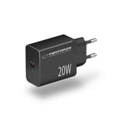 Esperanza Polnilec Esperanza EZC104K 20W Črn s Power Delivery in zaščito pred prenapolnjenjem, USB Type-C, 100-240 V