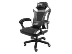 slomart Univerzalna igralna stolica FURY Avenger M+ s oblazinjenjem, črna/bela, ergonomska, do 150 kg, s podložnimi naslonjali