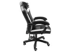 slomart Univerzalna igralna stolica FURY Avenger M+ s oblazinjenjem, črna/bela, ergonomska, do 150 kg, s podložnimi naslonjali