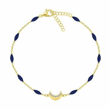 Brilio Silver Pozlačena zapestnica s temno modrimi luninimi kroglicami BRC183YB