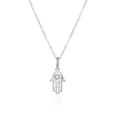 Srebrna ogrlica Hamsa - Roka Fatime AGT-N012W (verižica, obesek)