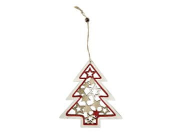 Obešalnik les 155X170mm drevo z zvezdami, naravno z bleščicami, belo, rdeče