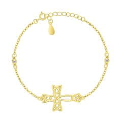 Brilio Silver Osupljiva pozlačena zapestnica za ženske s križem BRC209Y