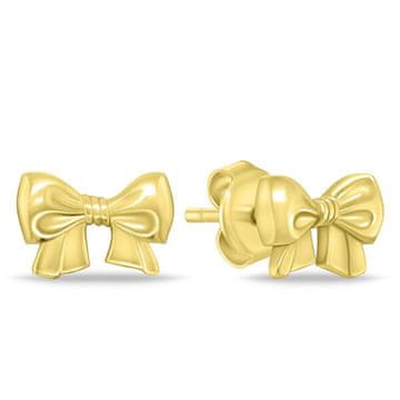 Brilio Silver Pozlačeni uhani s čepki Mašnice EA1126Y