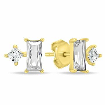 Brilio Silver Pozlačeni uhani s kockami s kubičnim cirkonijem EA1122Y